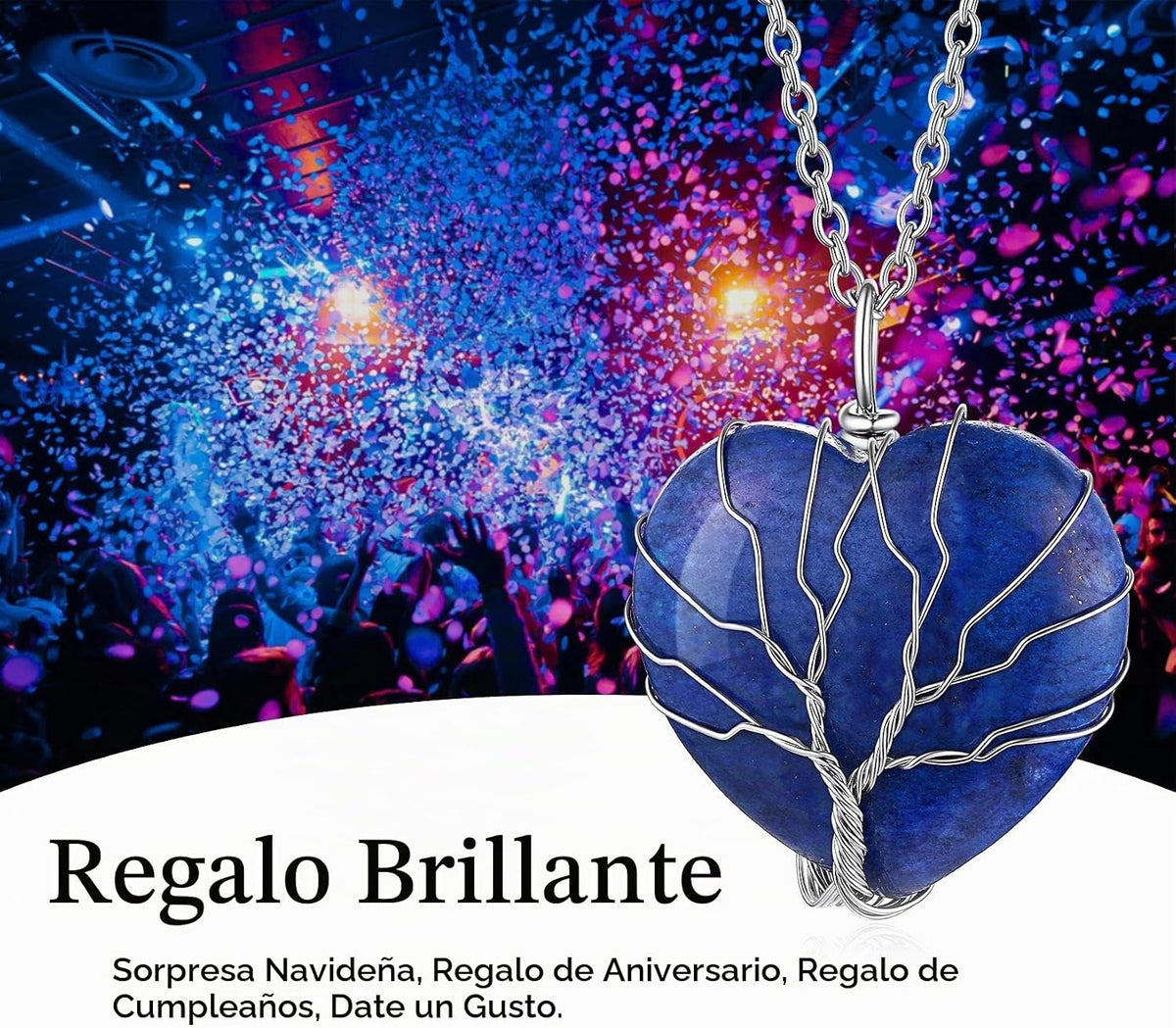 Bestyle Collar de cristal curativo envuelto en árbol de la vida, co...
