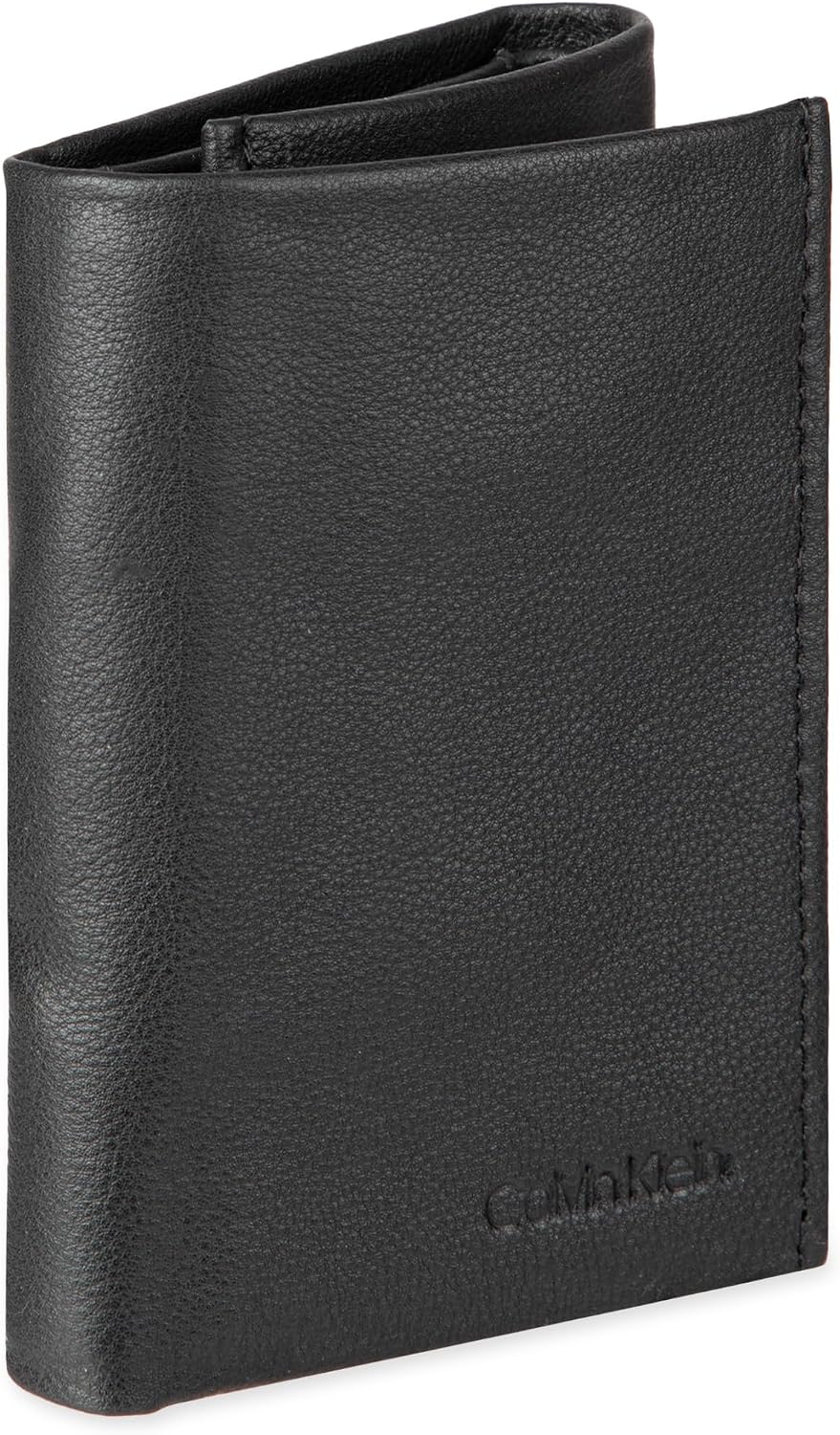 Cartera trifold de cuero con bloqueo RFID para hombre de Calvin Klein