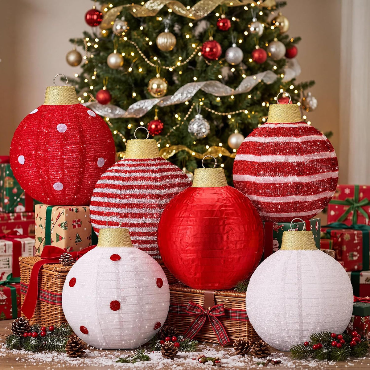 6 bolas de Navidad grandes de 12 pulgadas, adorno emergente, mezcla...