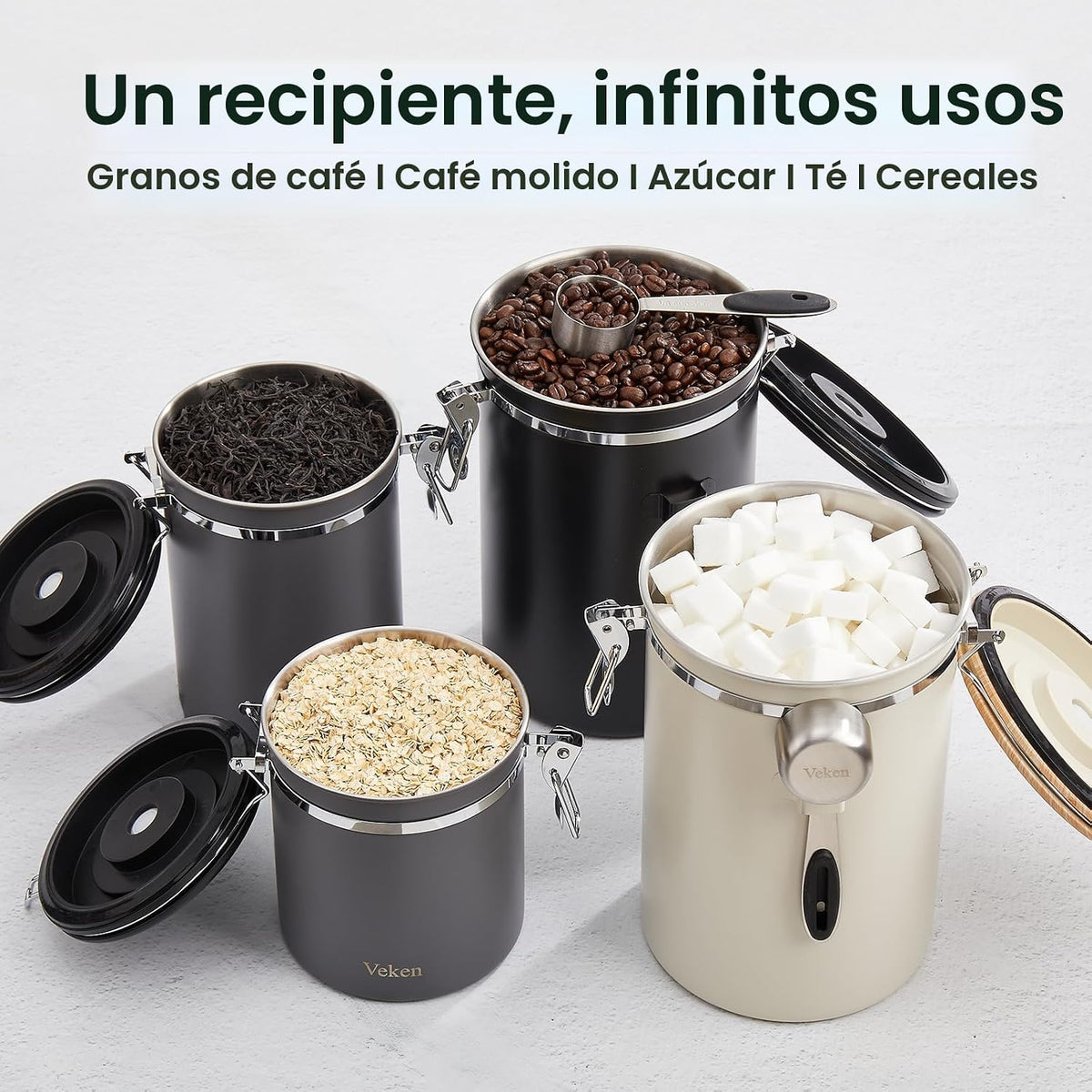 Recipiente de café Veken, 39 oz, 2,2 libras, recipiente hermético g...