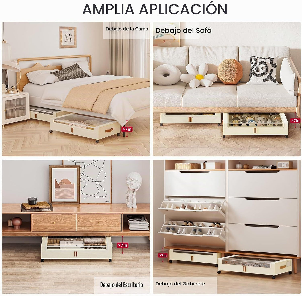 Yecaye Contenedores de almacenamiento debajo de la cama de 60 litro...