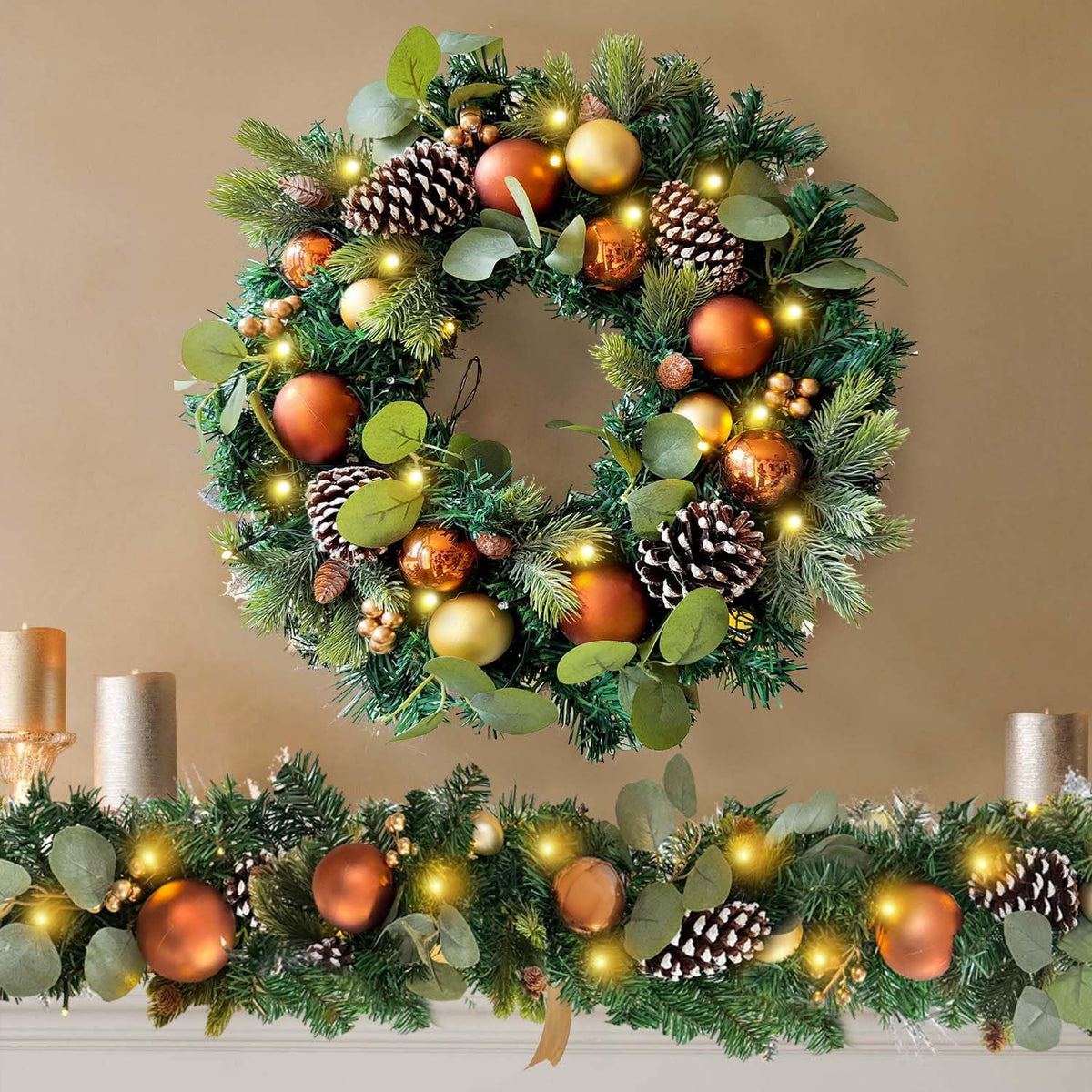 WANNA-CUL - Guirnalda de Navidad preiluminada de 1.8 m\/2.16 m con...