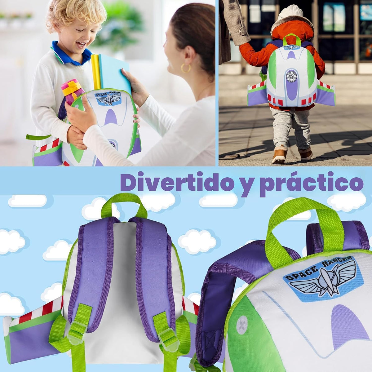 Disney Mochila de Toy Story para niños y niñas pequeños Buzz Lighty...