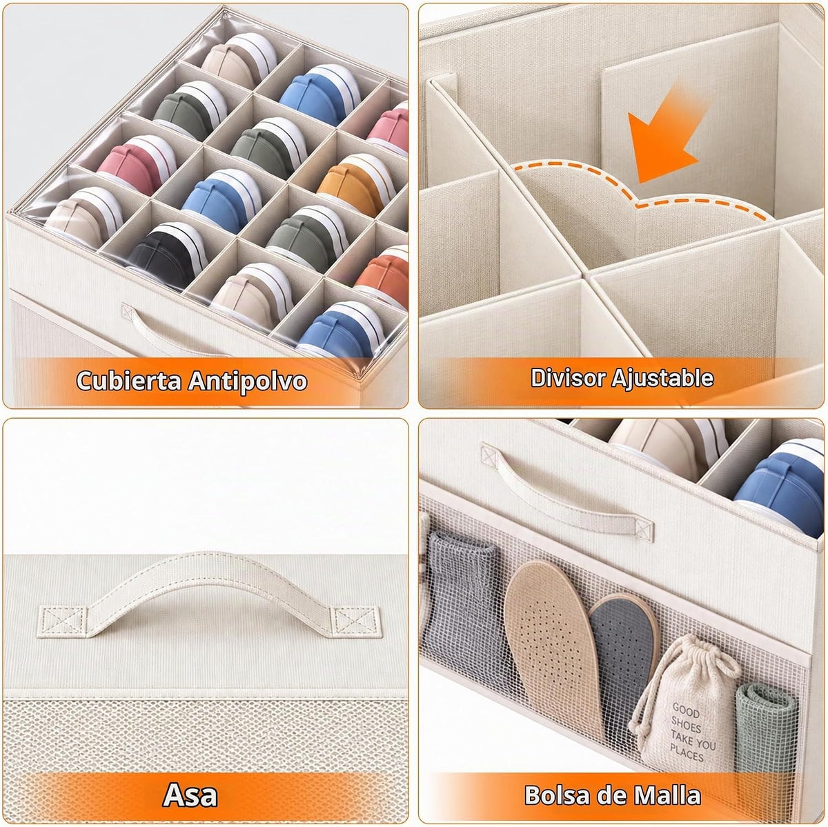 Aokeyee Organizador de zapatos para armario, paquete de 2 cajas org...