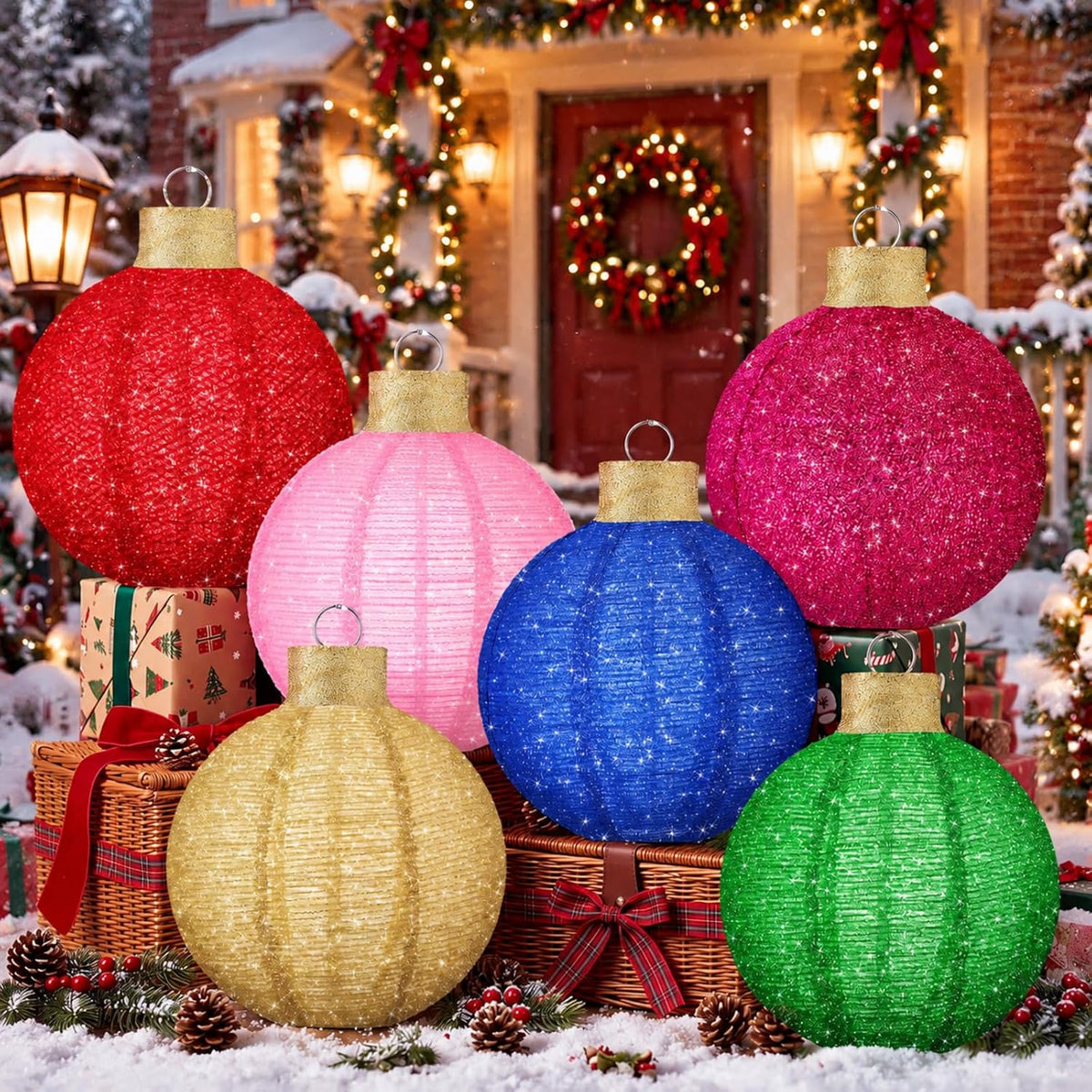 6 bolas de Navidad grandes de 12 pulgadas, adornos emergentes, purp...