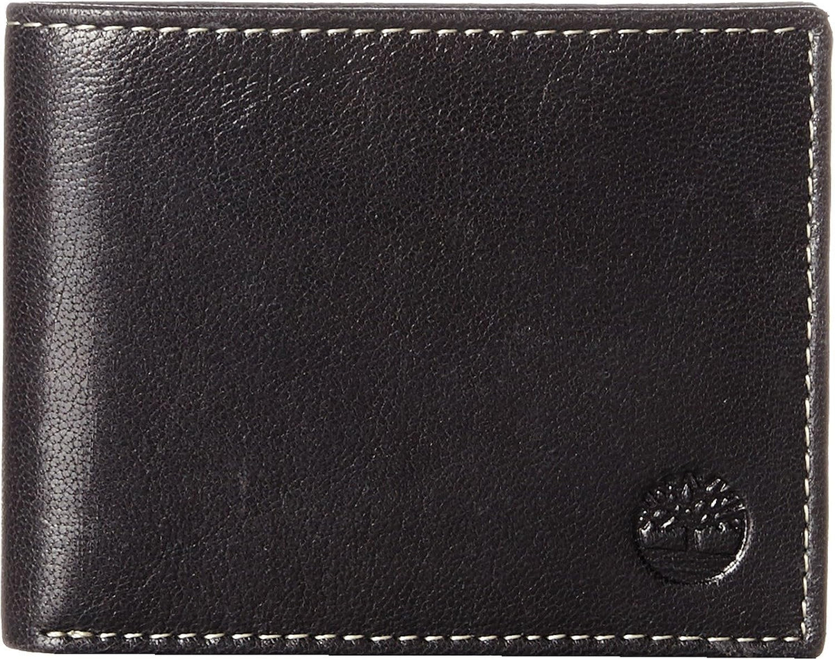 Timberland Billetera plegable de cuero para hombre, color negro (Hu...