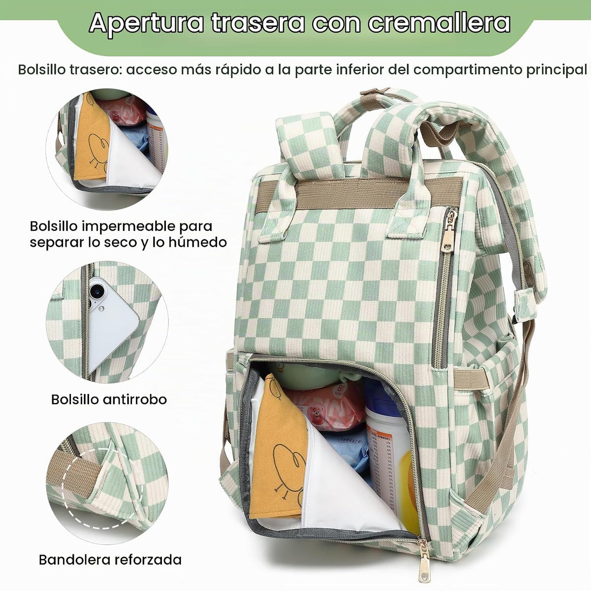GAIVP Mochila para pañales de bebé para mamá, bolsa de pañales de v...