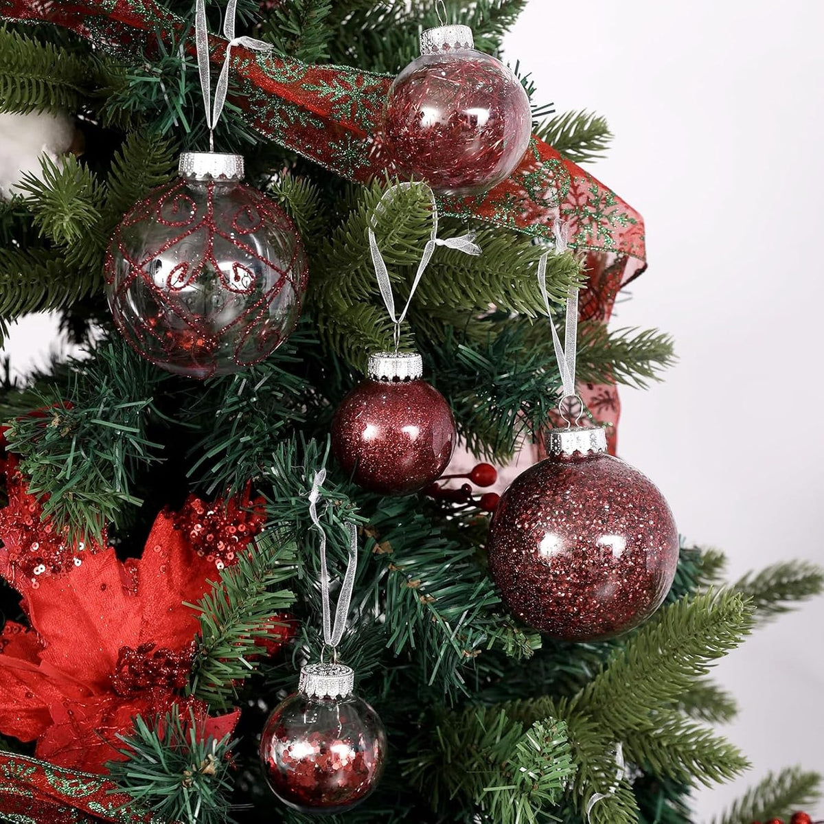 Wironlst Adornos de bolas de Navidad inastillables de plástico tran...
