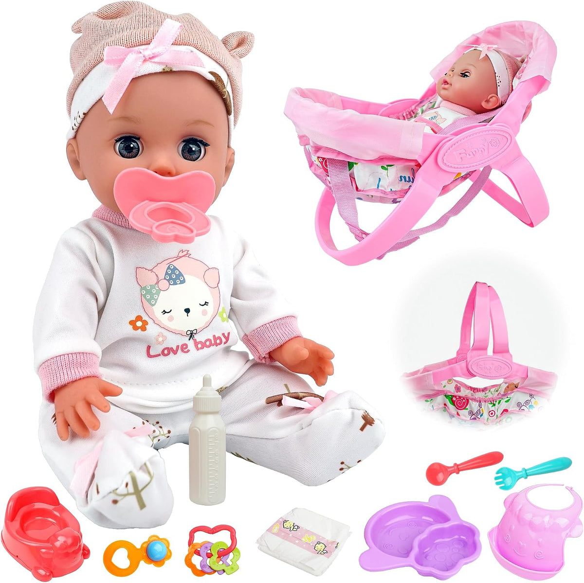 SMILESSKIDDO Muñeca de bebé de 14 pulgadas con accesorios para muñe...
