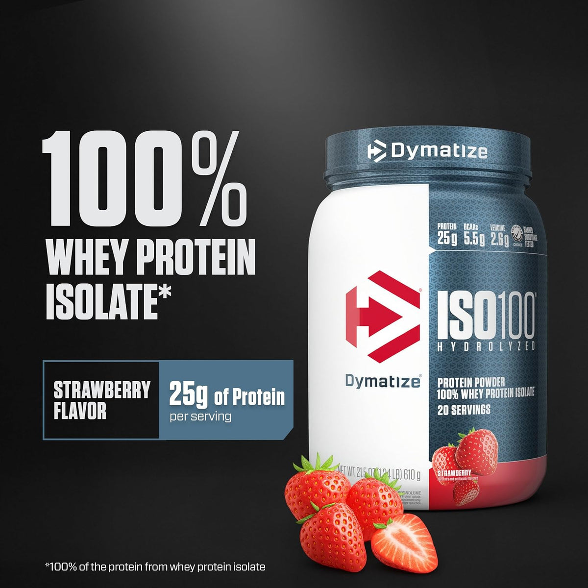 Dymatize ISO100 Proteína en polvo, 100% Whey Aislado Fresa | 0.88 o...