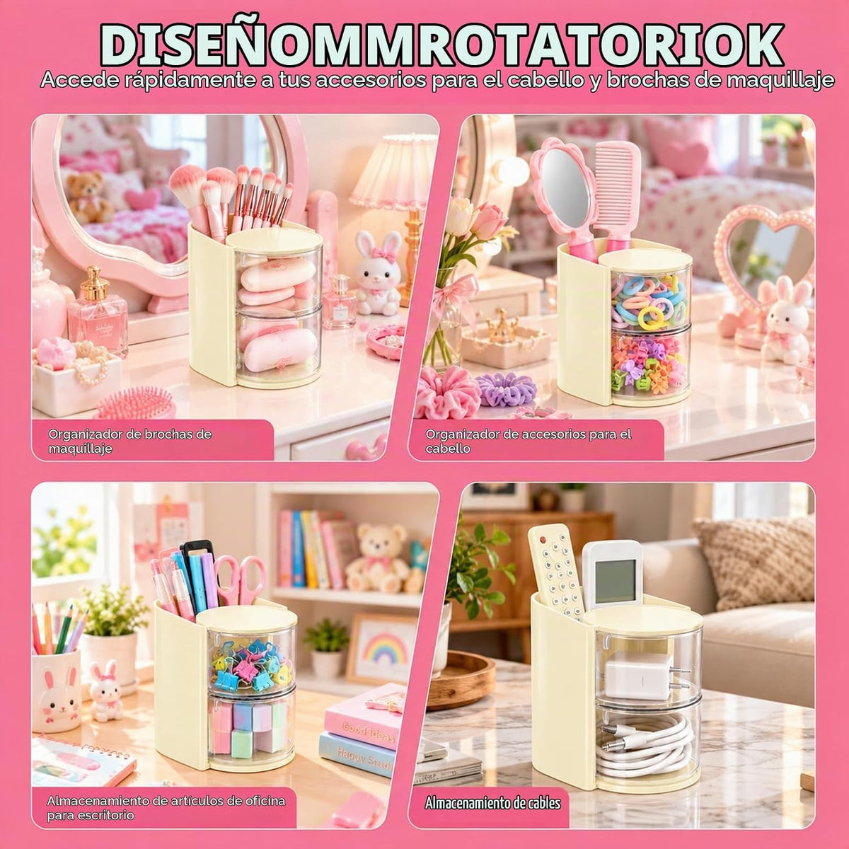 Organizador de accesorios para el cabello con soporte para cepillo...