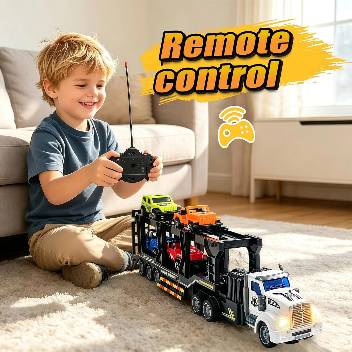 YongnKids Coche de control remoto de 14 pulgadas camión transportad...