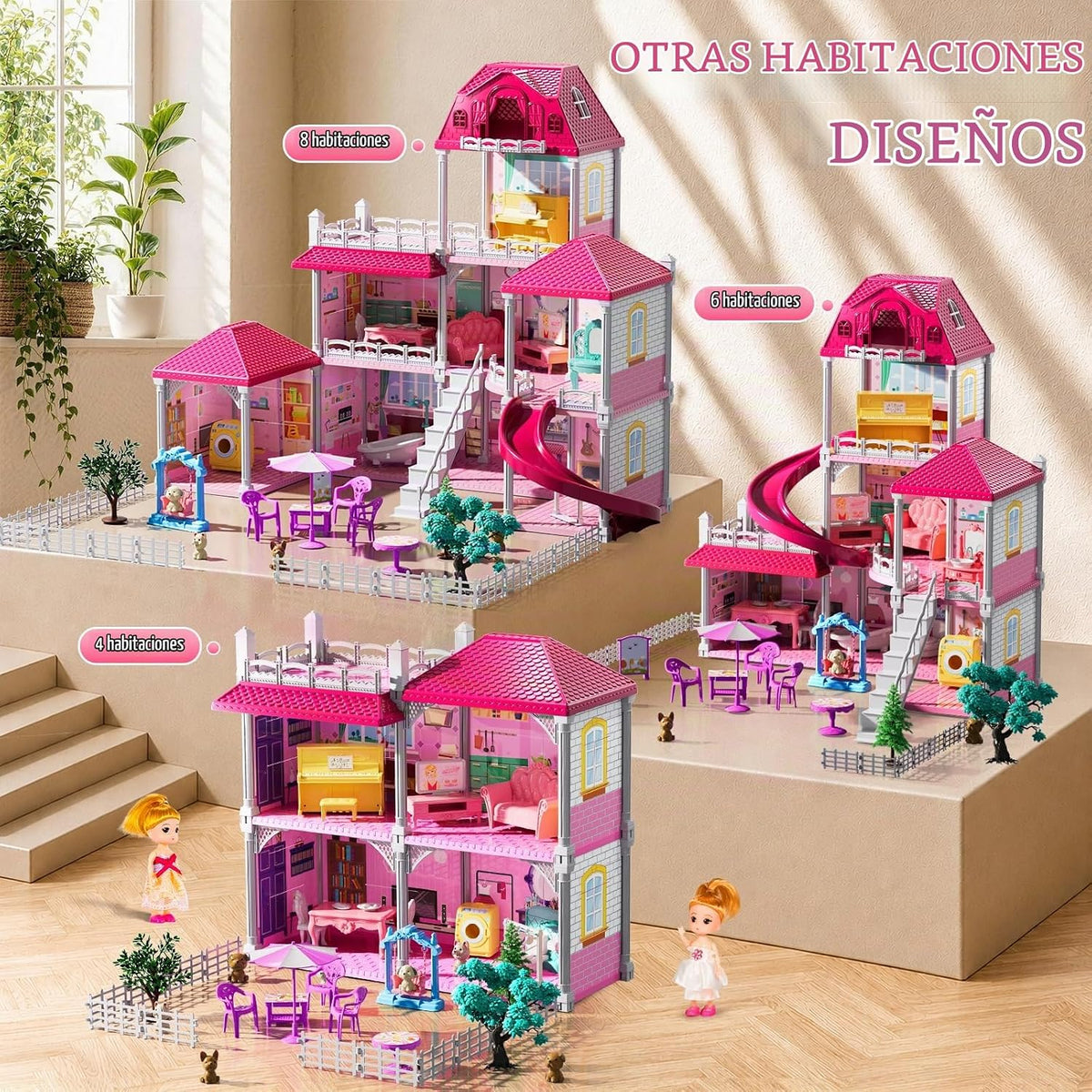 JUKUDAHU Villa de 4 pisos para niñas de 3 a 8 años - 11 habitacione...