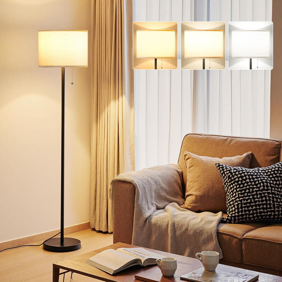 Ambimall - Lámpara de pie moderna para sala de estar y dormitorio,...
