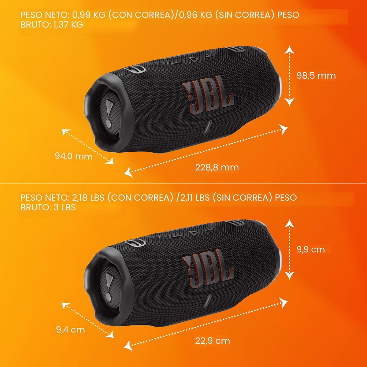 JBL Charge 6 - Altavoz Bluetooth portátil impermeable y a prueba de...