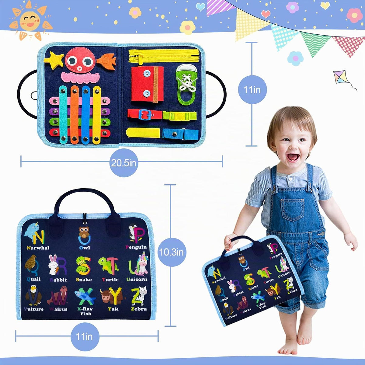Gojmzo Busy Board Juguetes Montessori para Niños Pequeños y Niñas R...