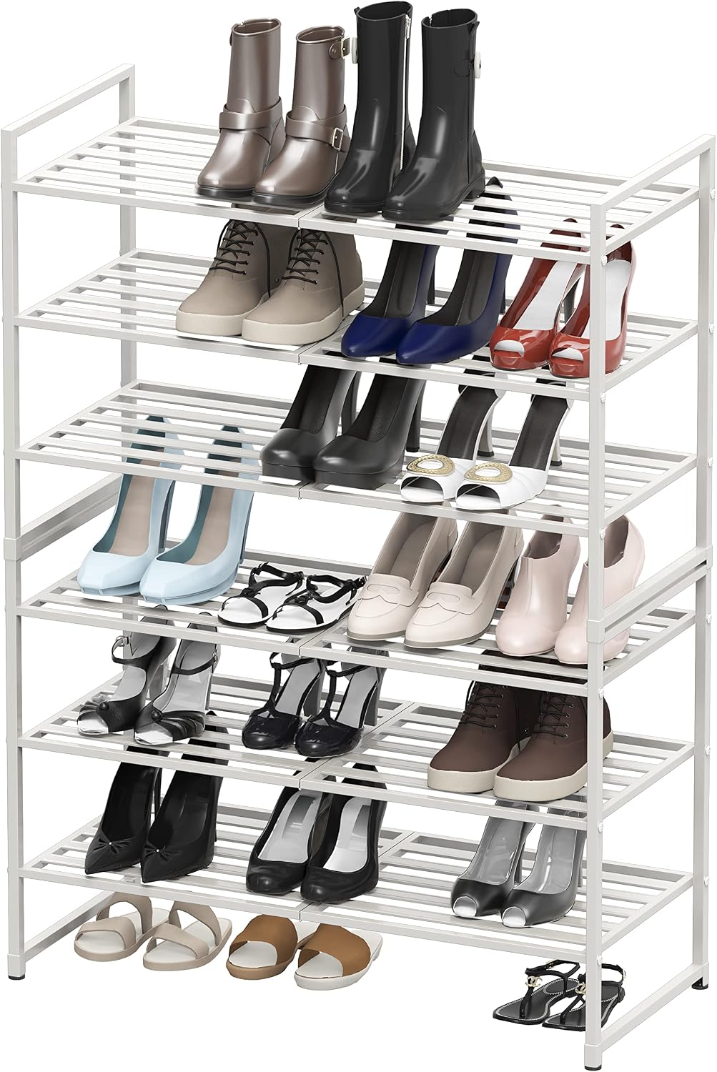 Simple Houseware Zapatero apilable con panel de metal de 3 niveles...