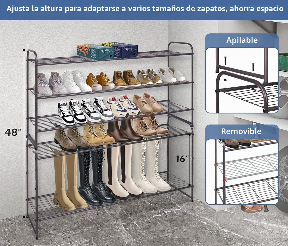 KEETDY estante de zapatos largo de 3 niveles para clóset, organizad...