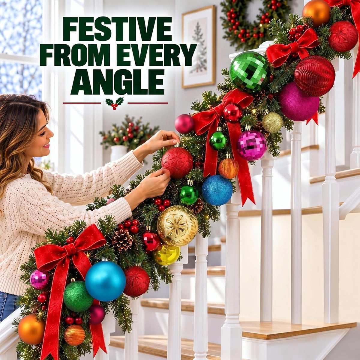 Relaxgiant 36 bolas de Navidad para techo, multicolor | Tamaños sur...