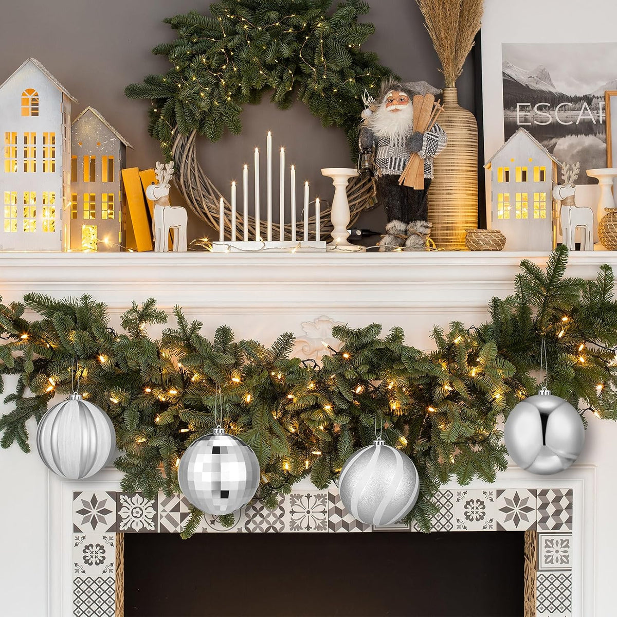 Tigeen - 4 bolas decorativas de Navidad grandes de 6 pulgadas | Ado...