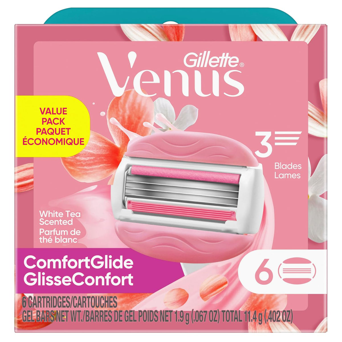Gillette Venus ComfortGlide White Tea Cuchillas de afeitar para muj...