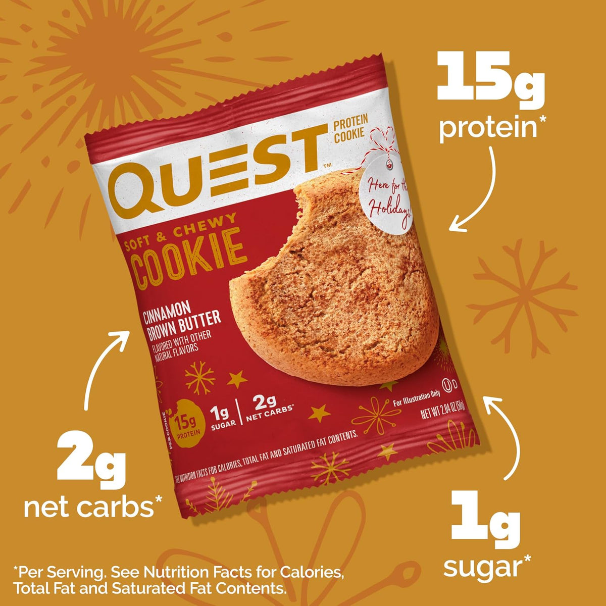 Quest Nutrition Galletas de proteína de mantequilla marrón canela |...