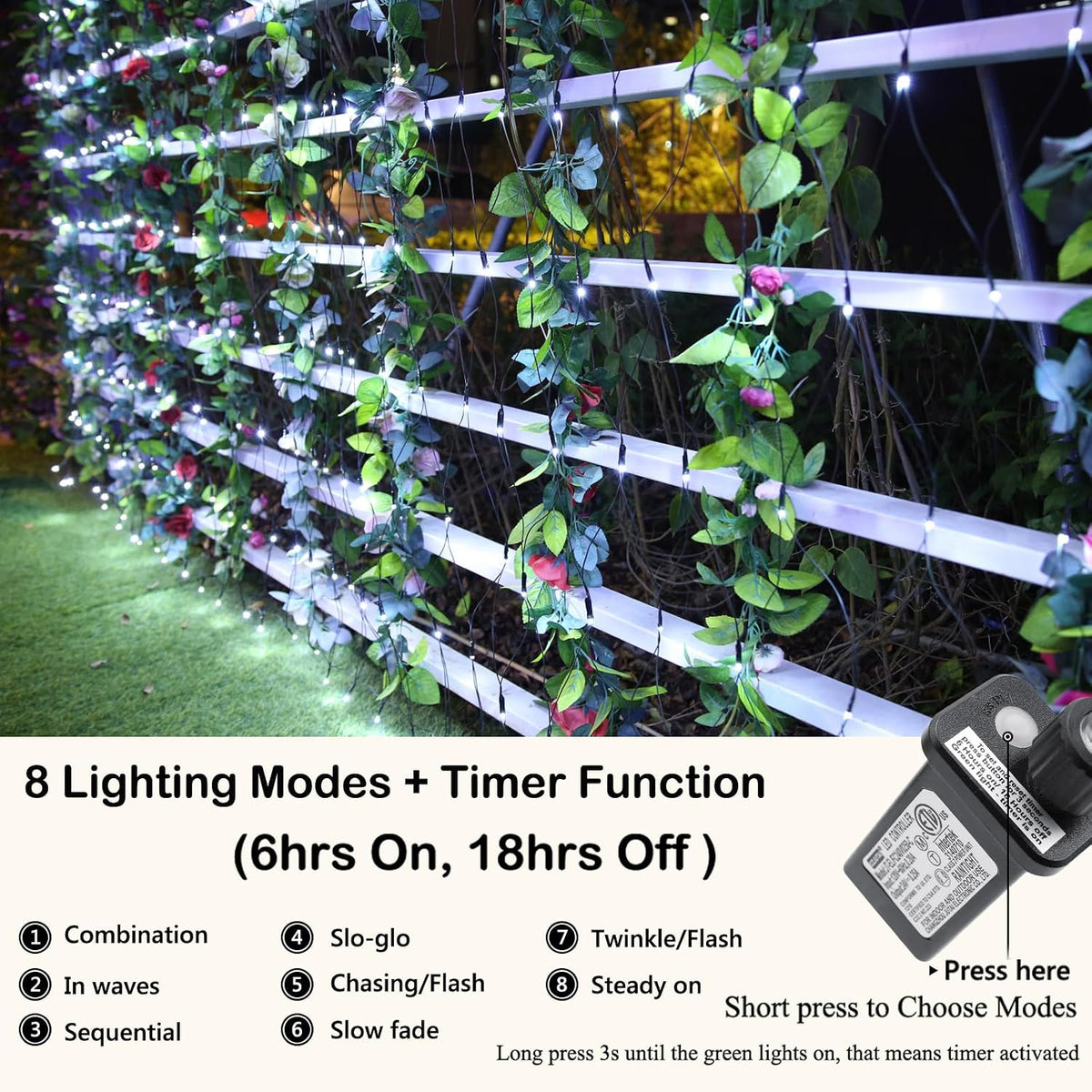 Joomer Paquete de 2 luces de red de Navidad de 12 pies x 5 pies | C...
