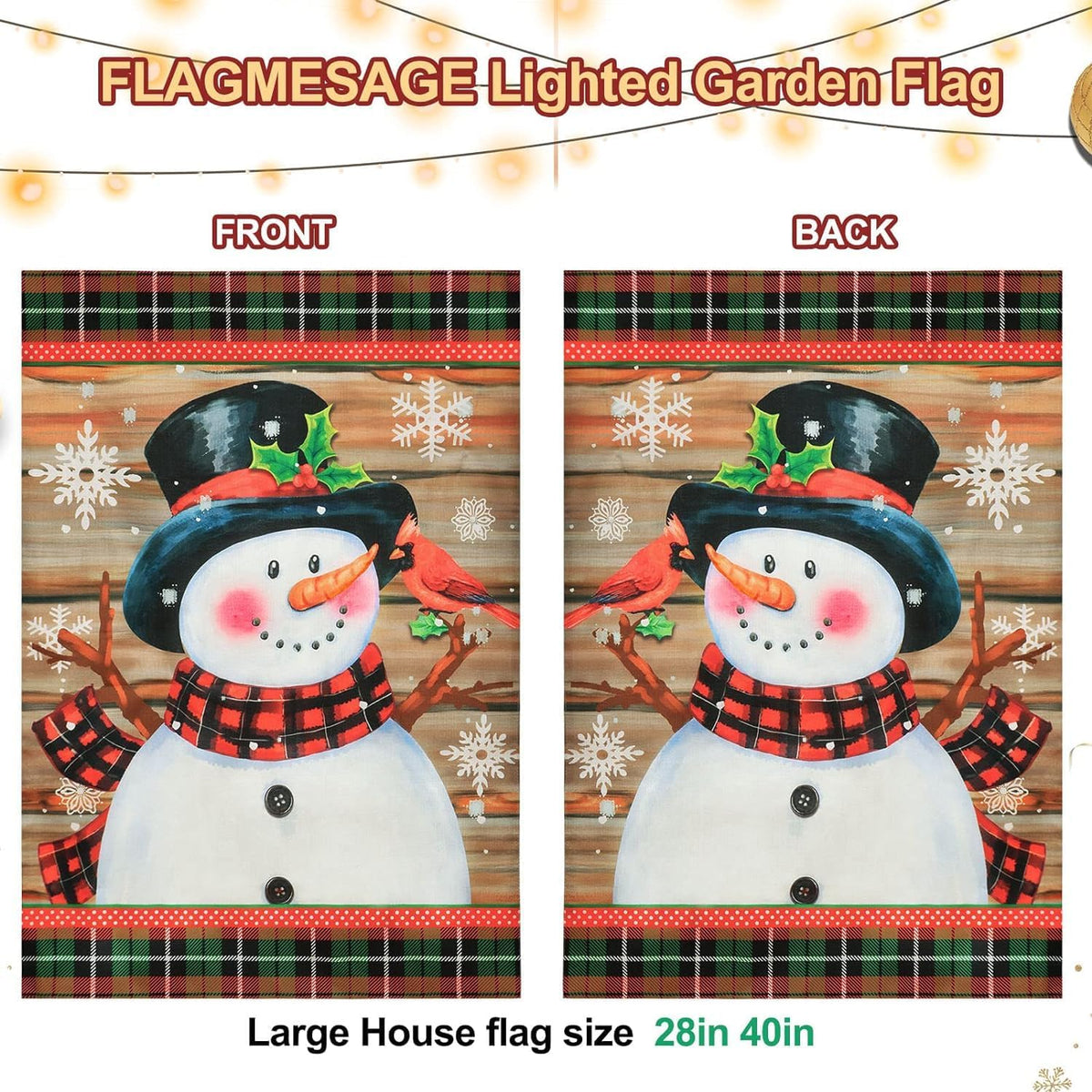 Bandera de jardín iluminada de muñeco de nieve para decoración al a...