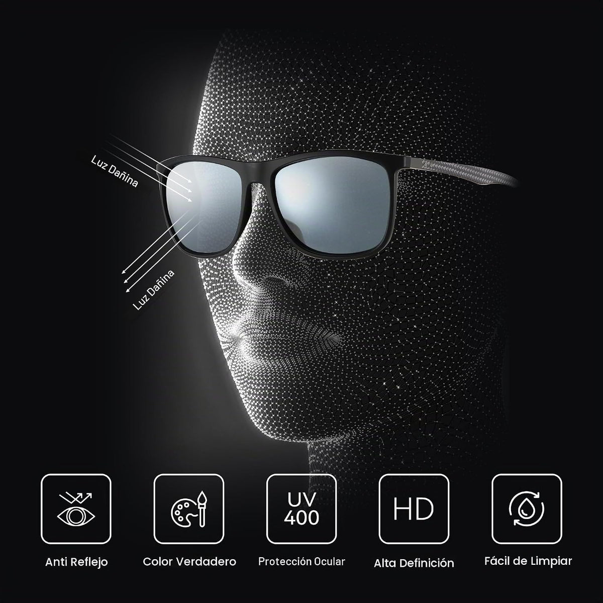 ZENOTTIC Gafas de sol polarizadas cuadradas para hombre, ultraliger...