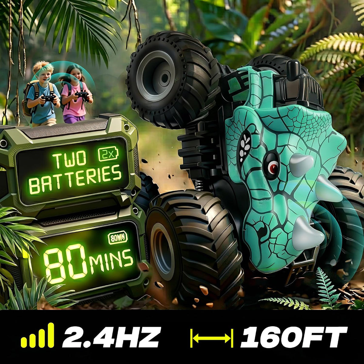 BEZGAR Monster Truck Toys, coches RC con spray de niebla y luz, dos...