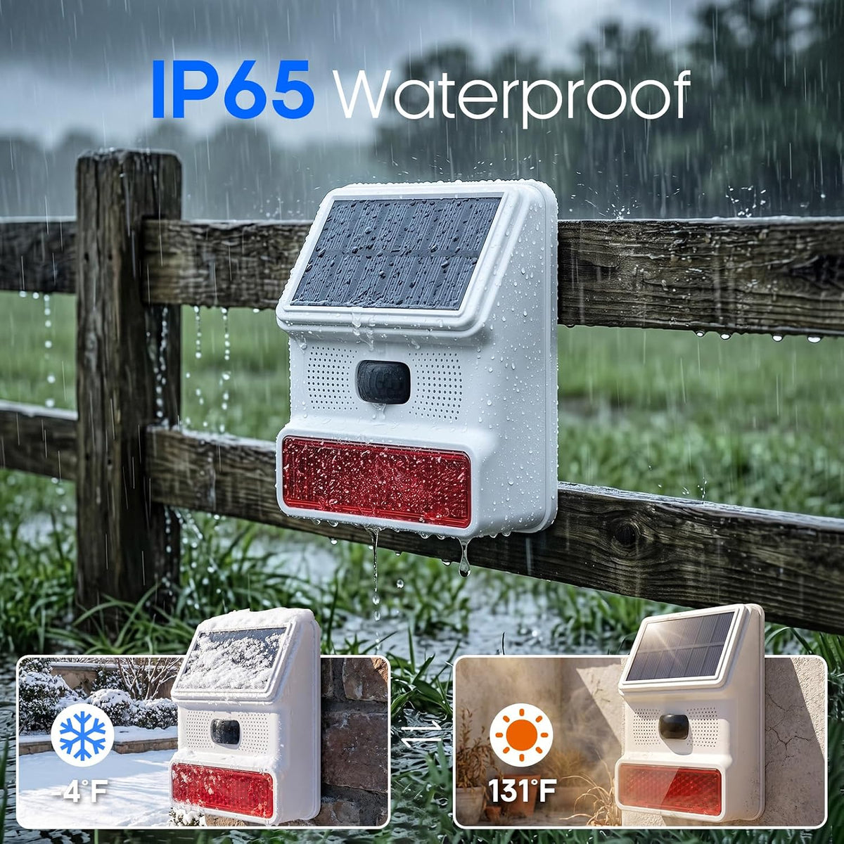 Hapippofa Alarma solar con sensor de movimiento, sirena estroboscóp...