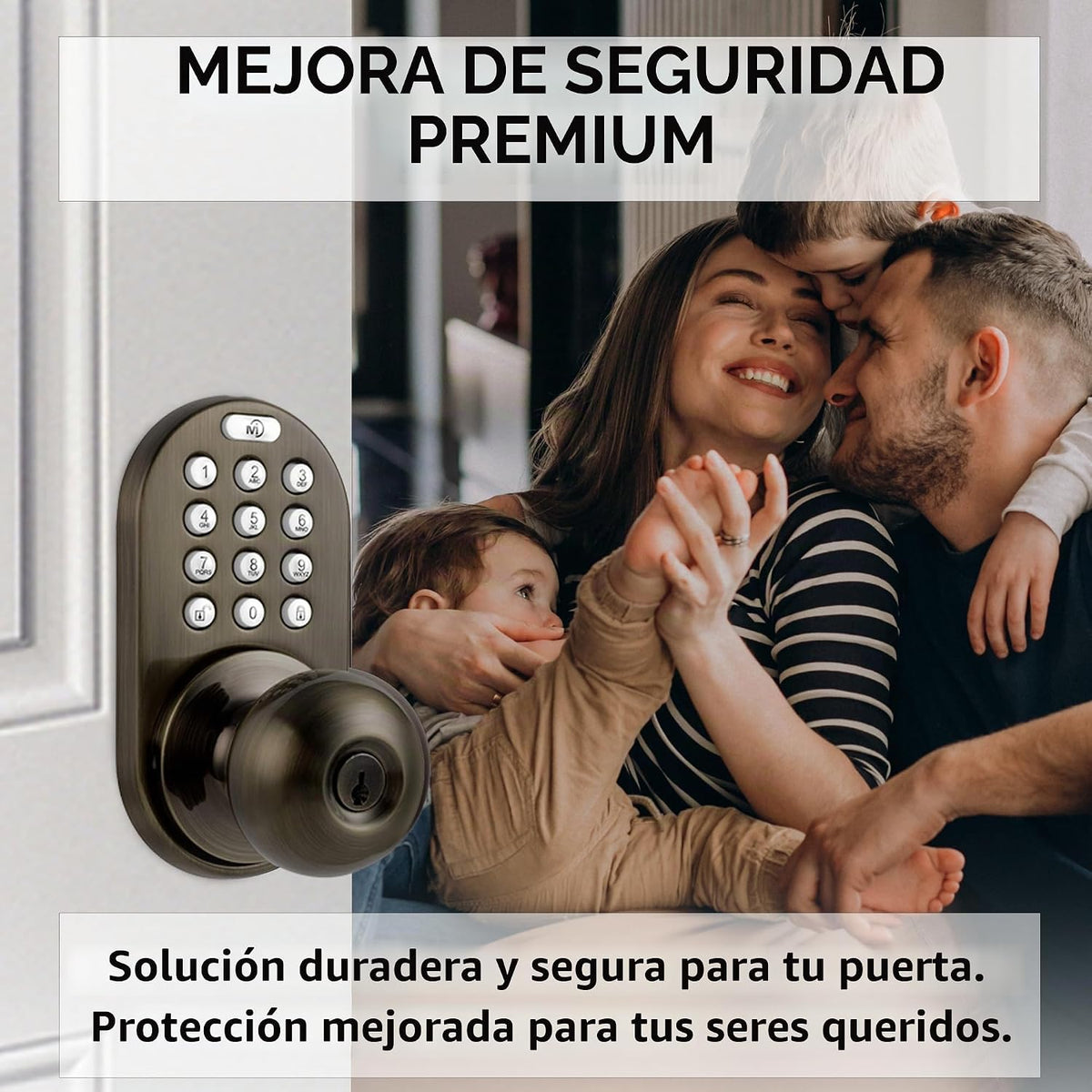 MiLocks TKK-02AQ - Pomo de puerta digital con teclado, cerradura de...