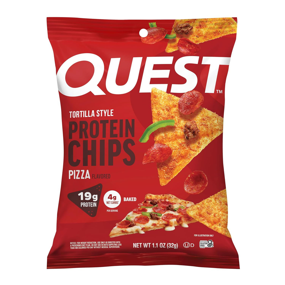 Quest Nutrition Pizza Tortilla Style Protein Chips, 0.74 oz de prot...