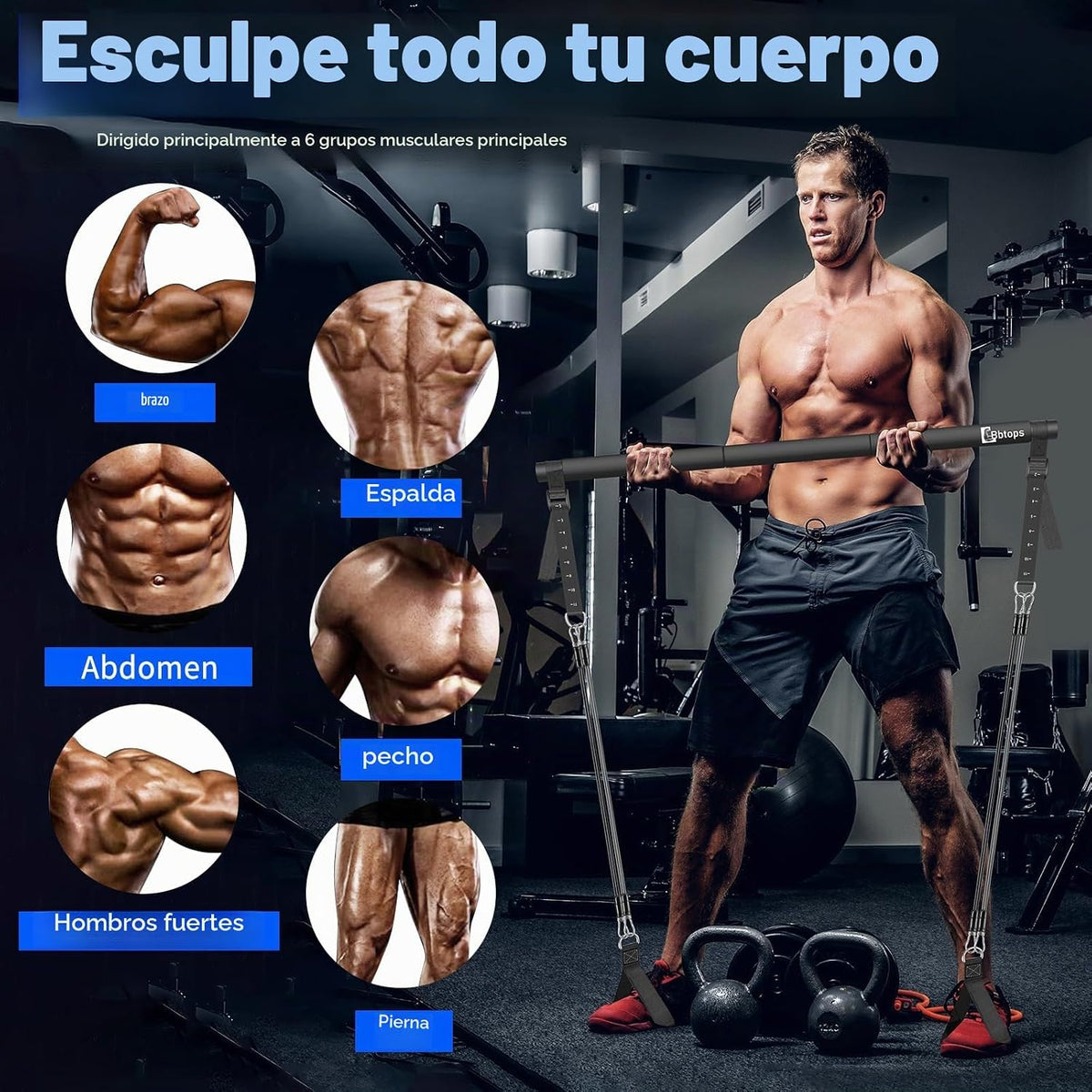Kit de barra de pilates Bbtops con bandas de resistencia, barra de...