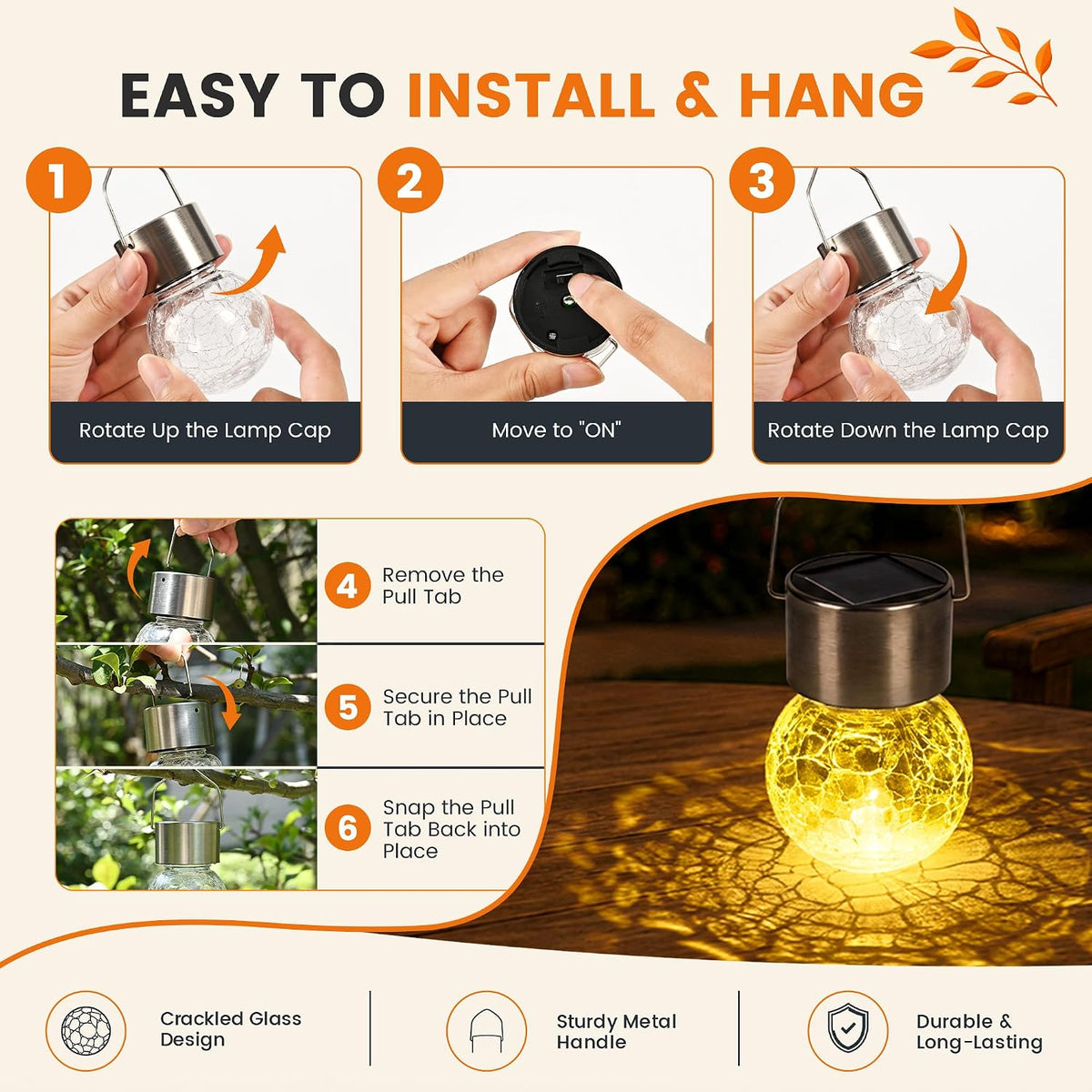 GIGALUMI Luces solares al aire libre colgante linterna decoración d...