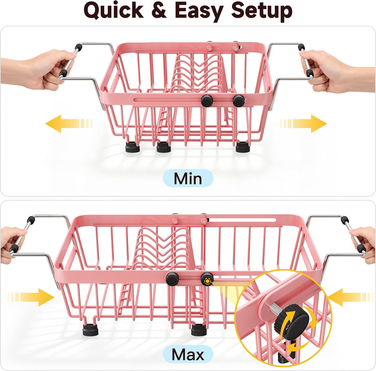 JASIWAY Mini escurridor de platos rosa para apartamentos compactos,...