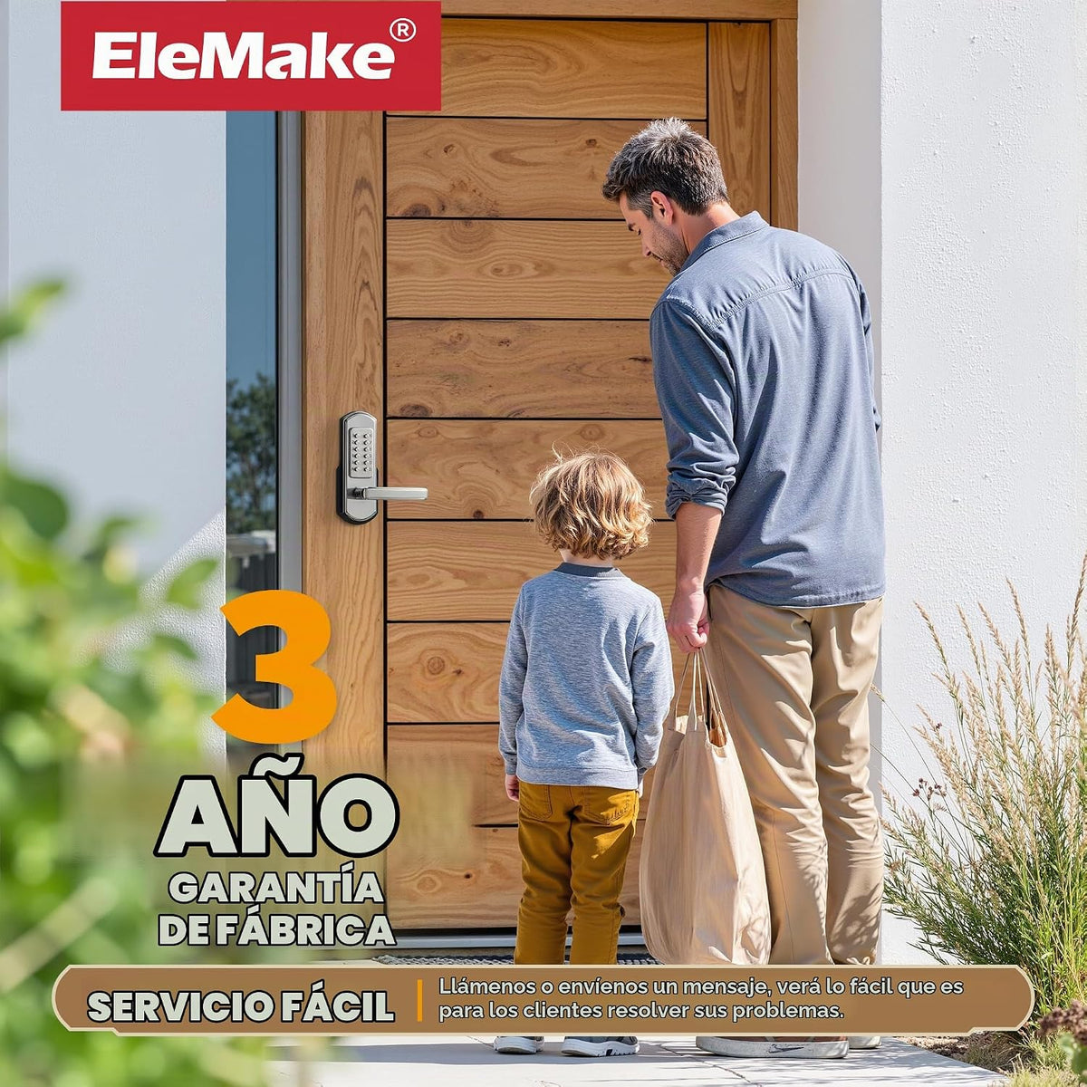 Elemake Cerradura de puerta con teclado, cerradura mecánica de puer...