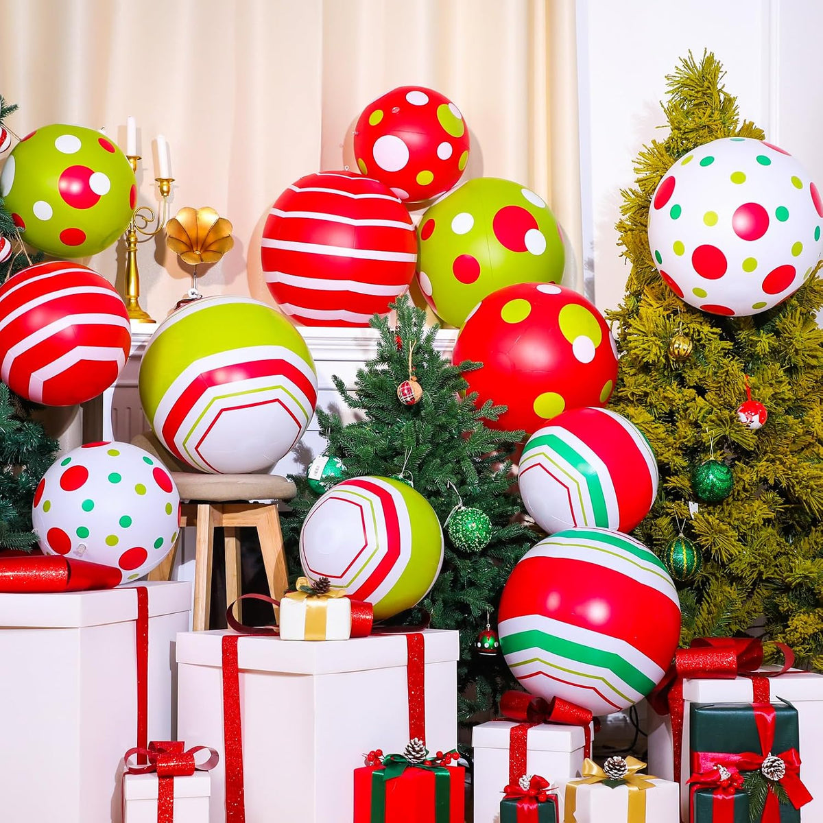 Jetec - 12 bolas inflables gigantes de Navidad de 24,16 pulgadas pa...