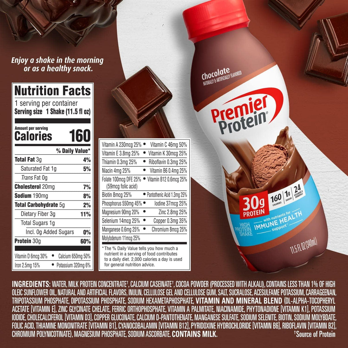 Premier Protein Batido de proteína de 1.06 oz, chocolate, 11.5 onza...