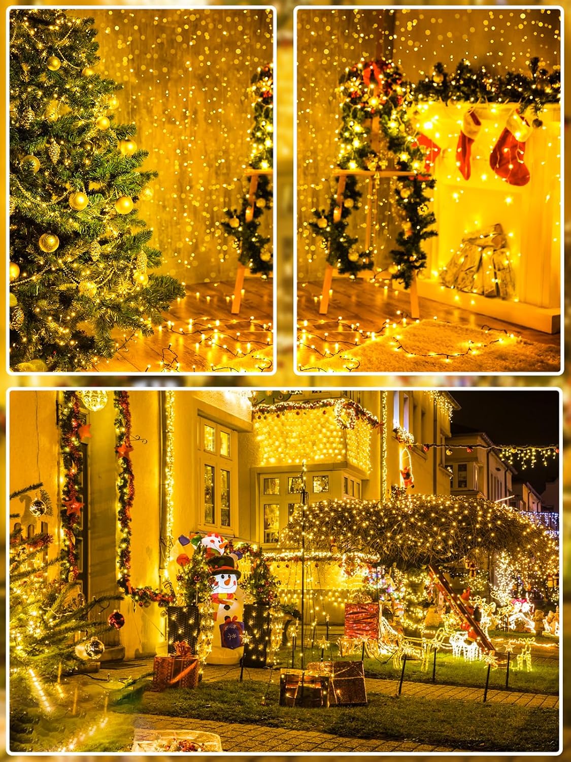 Tira de luces LED de Navidad de 108 pies con 300 luces LED enchufab...