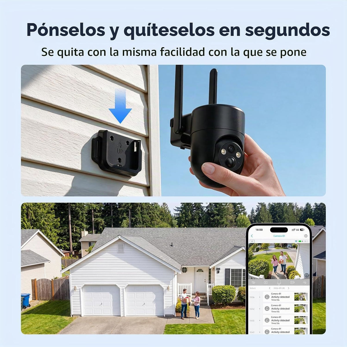 Oculview Paquete de 2 cámaras de seguridad celular 4G LTE, fácil de...