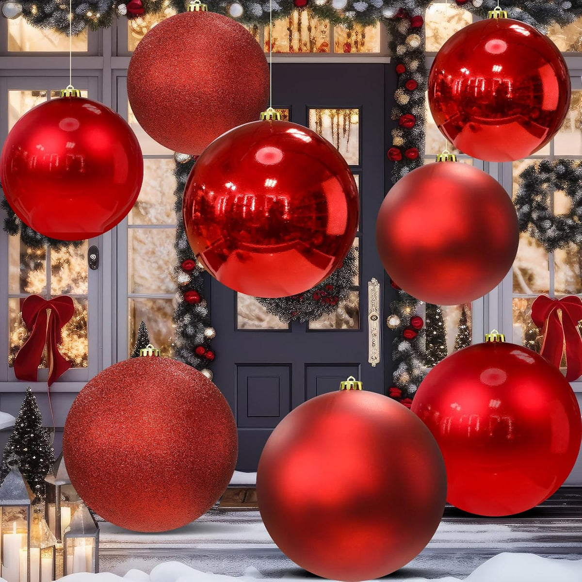 Silipull - Paquete de 8 bolas de adornos de Navidad grandes de 8 pu...