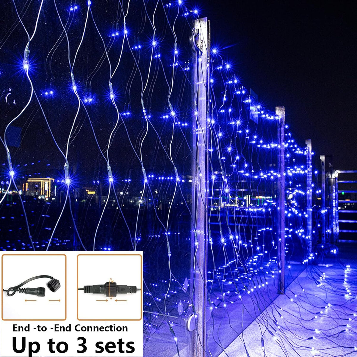 Joomer Luces de red de Navidad de 12 pies x 5 pies, luces de malla...