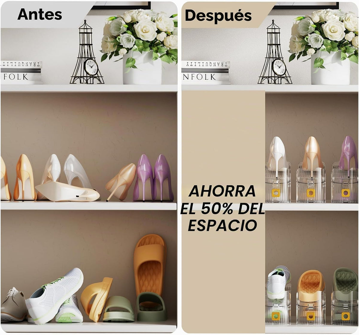 FENRUNXU Organizador de ranuras para zapatos para armario, organiza...