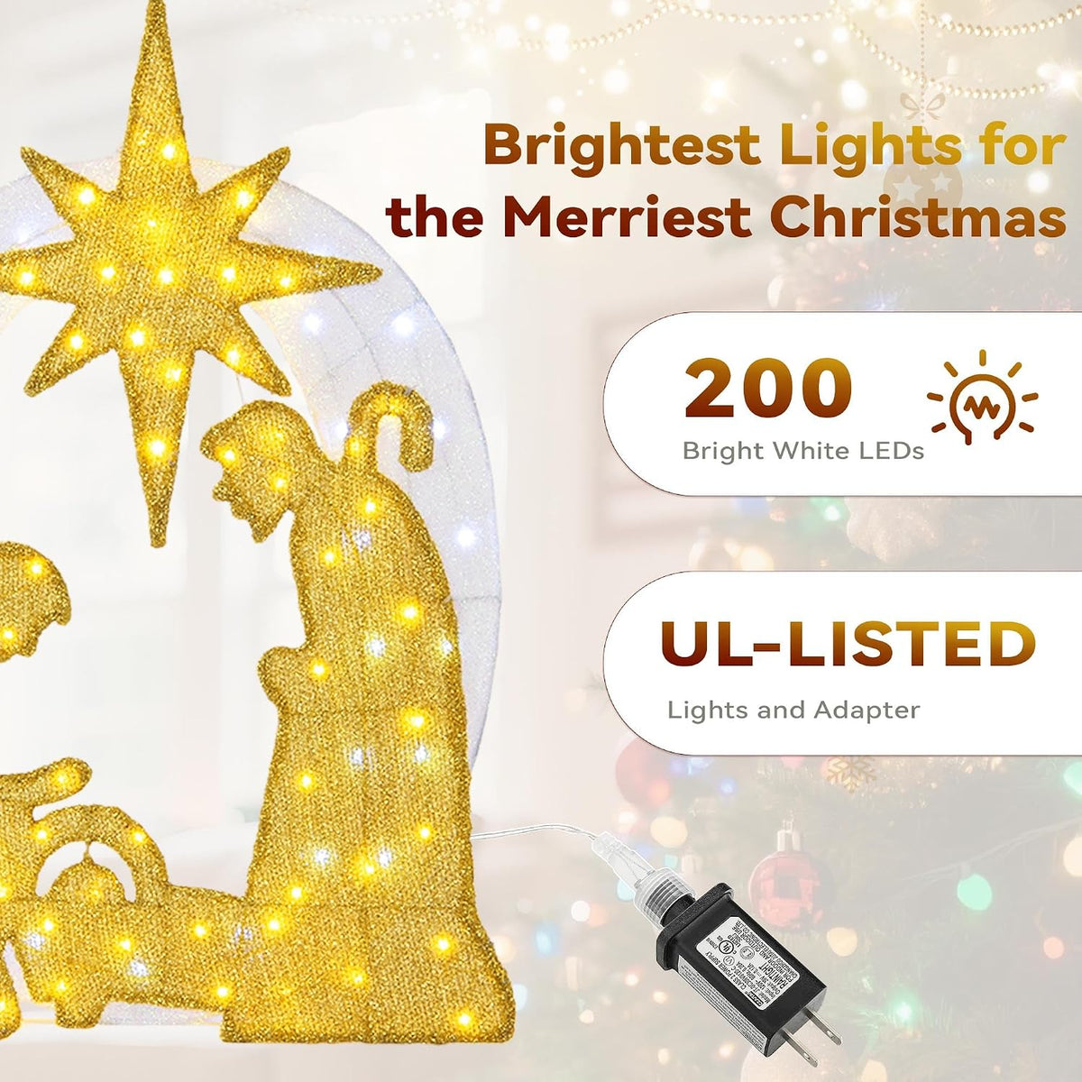 Decoración de letrero de alegría iluminado de Navidad con temporiza...