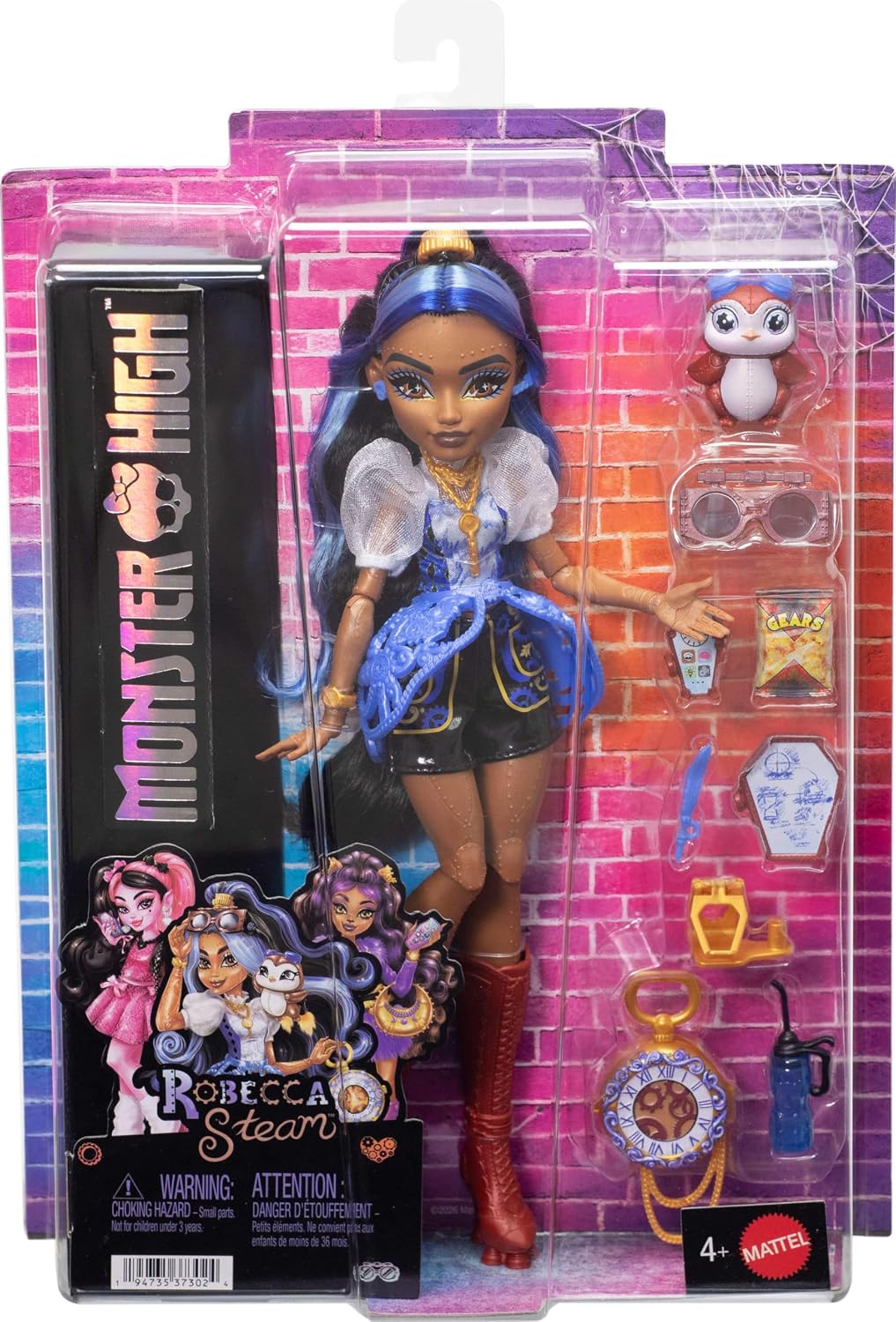 Monster High Robecca Steam Doll | Robot en blusa azul y pantalones...