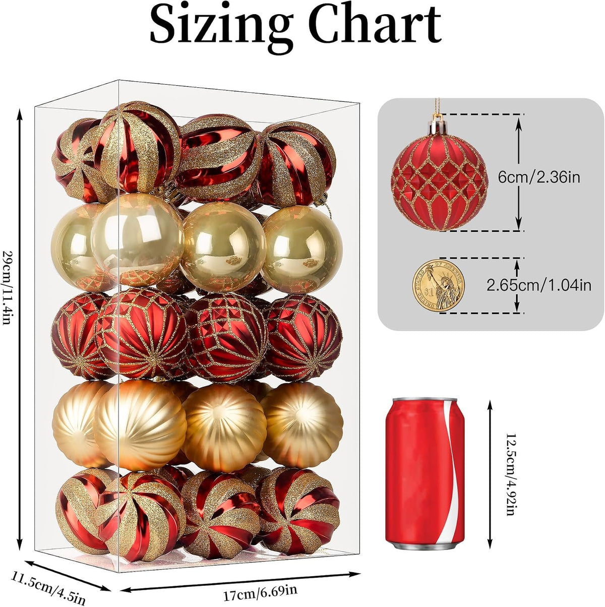 SHareconn 30 pzas bolas de árbol de Navidad de 2.36 pulgadas, bolas...