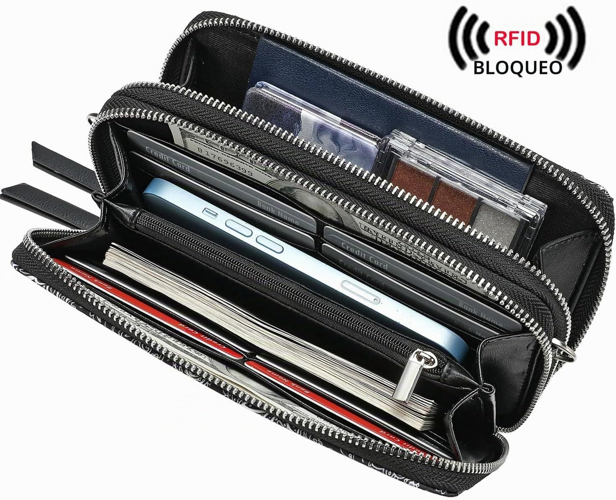 Lanyani Cartera Cruzada RFID con Correa de Muñeca y Bolsillo para T...