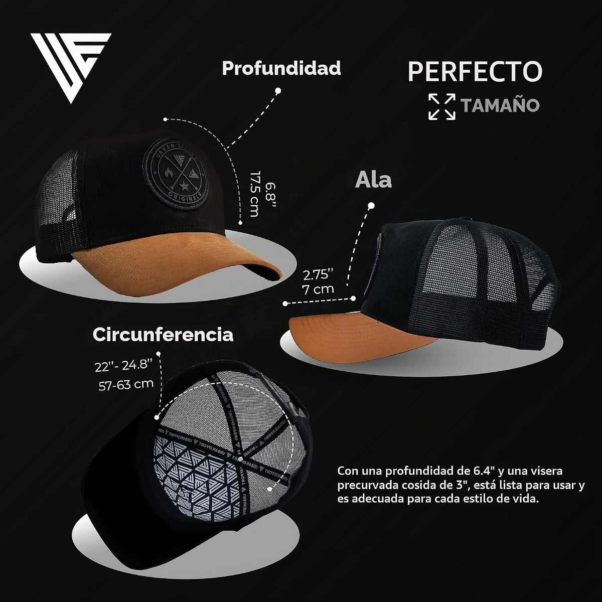 Urban Effort Trucker Hat para hombre – Gorra de béisbol con parte t...