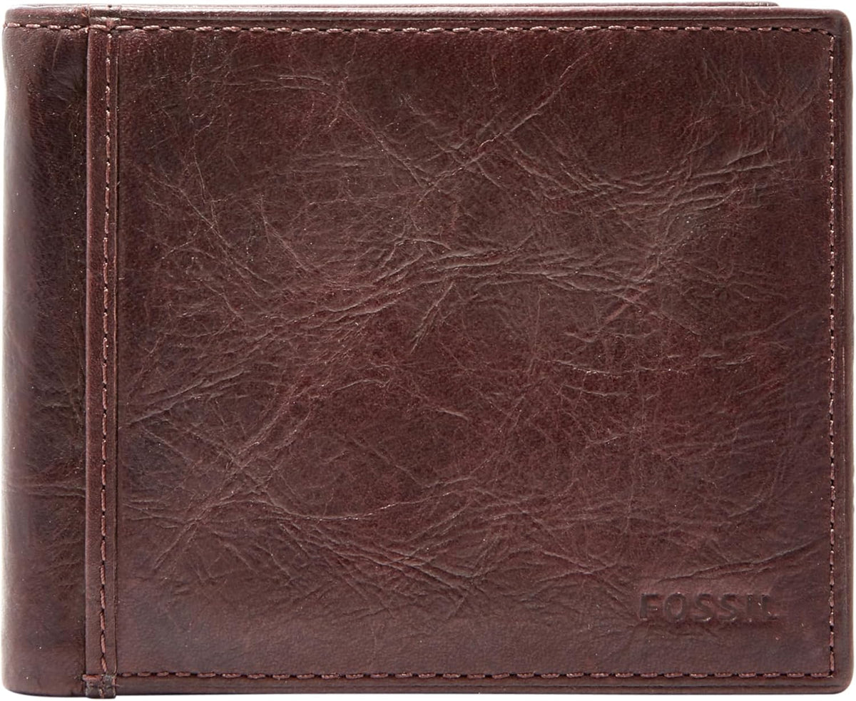Fossil Cartera para hombre, de piel Ingram con bloqueo RFID, plegab...